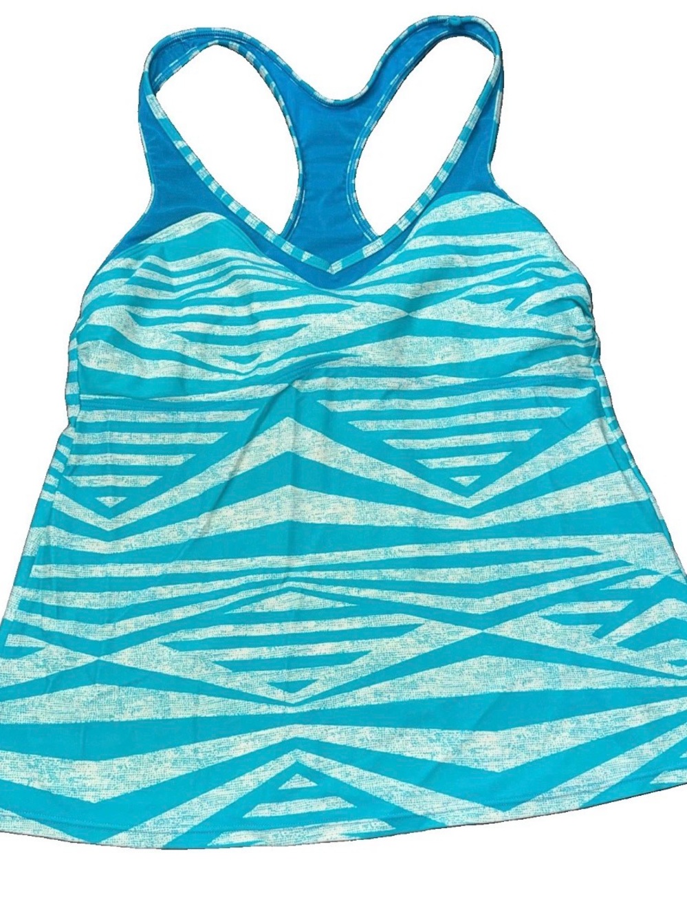 Speedo Tankini Large Blue Racerback Mesh Detail Swim Beach Activewear Poolside